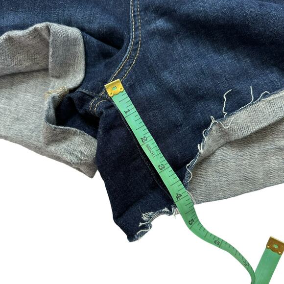 AMERICAN EAGLE Curvy Hi-Rise Shortie Cuffed Short Size 12 Denim Cutoff Dark Wash - Picture 7 of 7